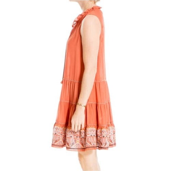 Max Studio orange Embroidered Notched Neck Tank Dress - Picture 11 of 14